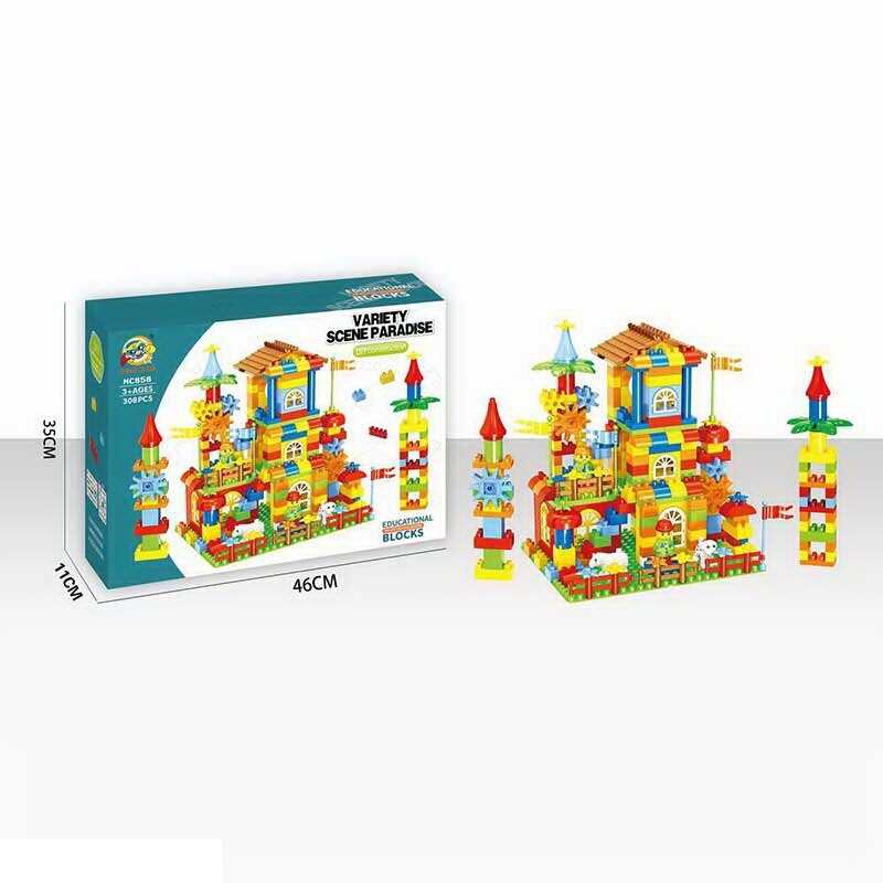 Конструктор MC 858 (12) 308 елементів, 2 великі основи, фігурки людей і тварин, дах, вікна, огорожа, шестерінки, в коробці Конструктор MC 858 (12) 308 елементів, 2 великі основи, фігурки людей і тварин, дах, вікна, огорожа, шестерінки, в коробці