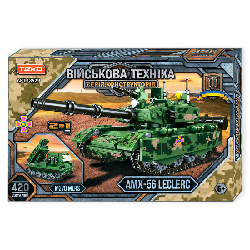 Конструктор “Військова техніка” 18529 (24) “Teko“, 420 деталей, 2 в 1, танк + РСЗВ, в коробці