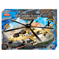 Конструктор “Військова техніка“ 62580 (16) 656 деталей, “Teko“, вертоліт AH-64 “Apache”, рухомі елементи, в коробці