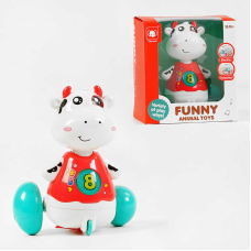 Корівка 818 (72/2) на батарейках, весела мелодія, підсвічування, рухається, реагує на плескання долонями, в коробці