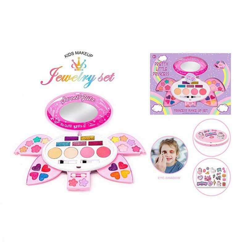 Косметика 2631 A (36/2) тіні для повік, блиски для губ, рум’яна, аплікатори, дзеркальце, наліпки, в коробці