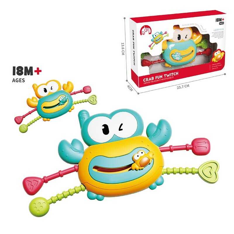 Брязкальце 1688-51 (120) 2 кольори, гумові прорізувачі та елементи для перетягування, пальчикова гра, тріскачка, в коробці