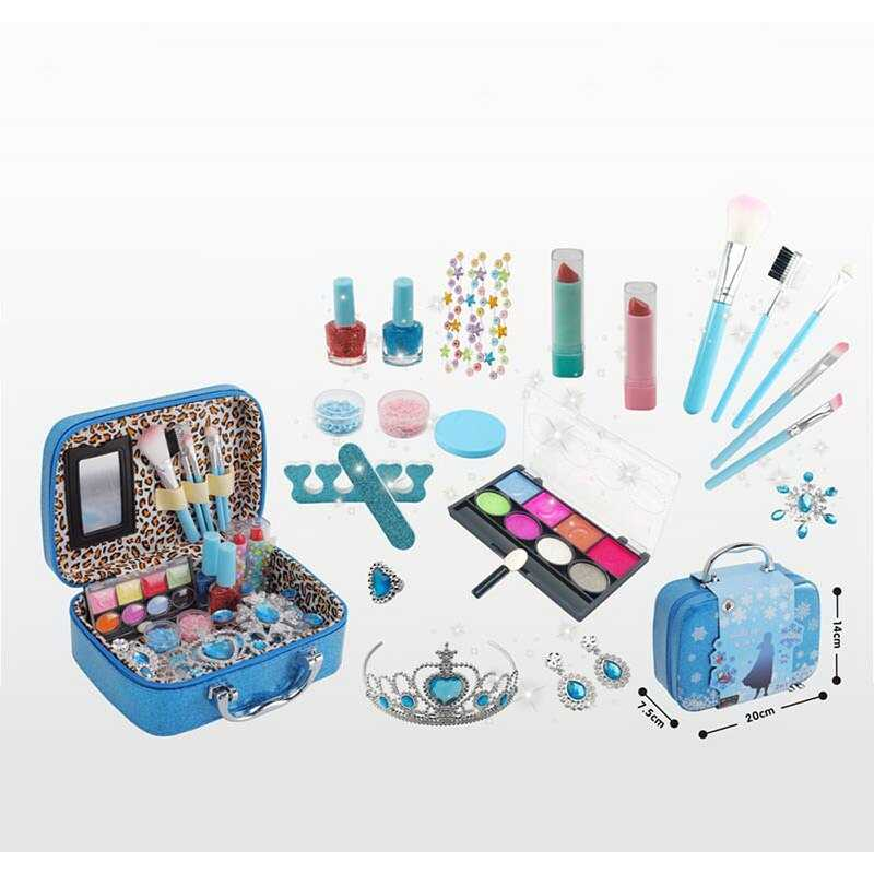 Косметика B 210 (60/2) тіні, 2 помади, пензлики, 2 лаки, прикраси, глітери, баф для нігтів, у валізі