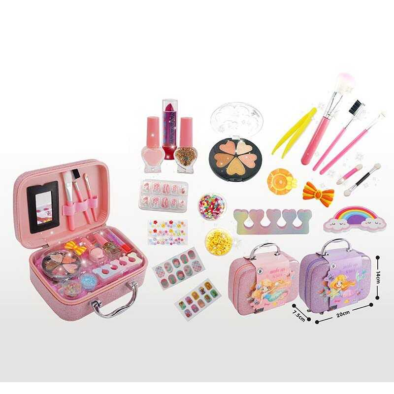 Косметика B 230 (60/2) 2 кольори, тіні, помада, лаки, пензлики, набір для манікюра, у валізі