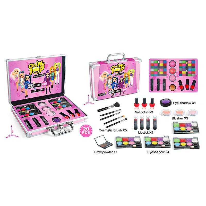 Косметика FT 2043 (36) пакування англ. та рос. мовами, 20 елементів, тіні, помади, рум“яна, лаки для нігтів, пензлики, у валізі 