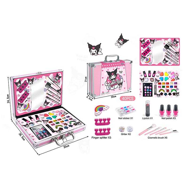 Косметика FT 2076 A (36) 40 елементів, тіні, глітер, помада, лаки для нігтів, накладні нігті, пензлики для макіяжу, пилочка, розділювачі для педикюру, у валізі