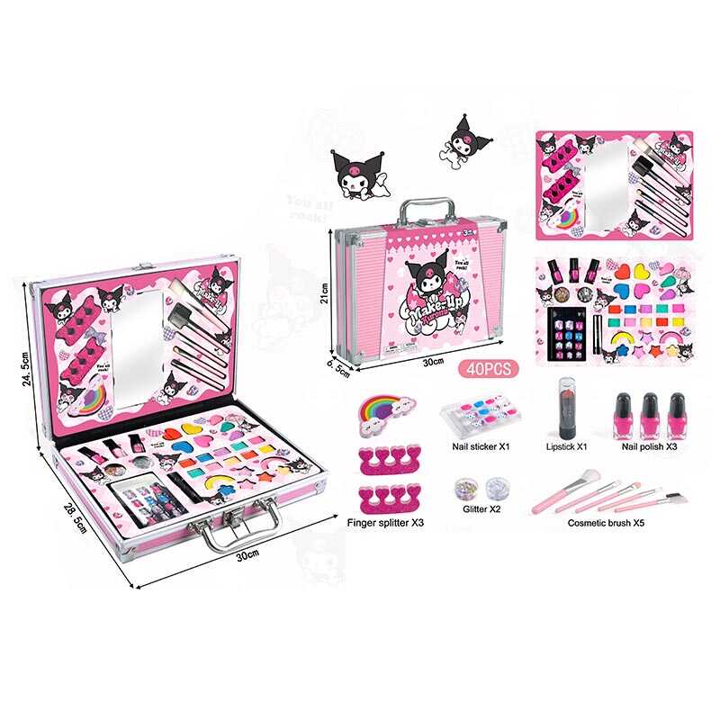 Косметика FT 2076 B (36) дзеркало, тіні, рум“яна, помада, лаки для нігтів, накладні нігті, пензлики для макіяжу, пилочка, розділювачі для педикюру, у валізі