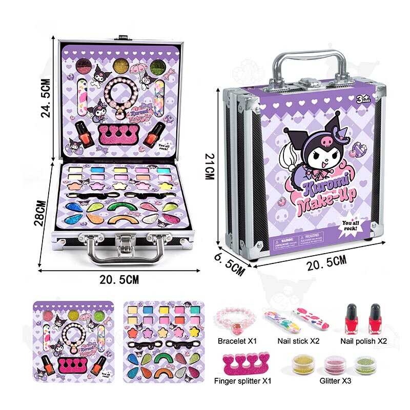 Косметика FT 2077 B (48) тіні, помади, блискітки, лаки, бафи, браслет, у валізі