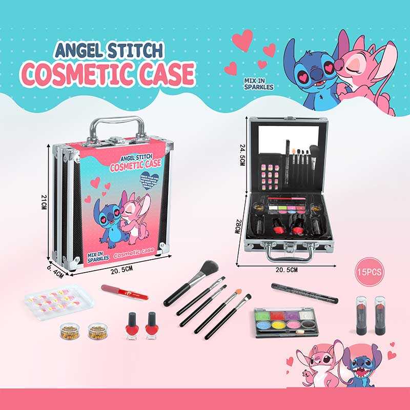 Косметика FT 2104 E (48) 15 елементів, дзеркальце, тіні, помади, блискітки, пензлі, накладні нігті, у валізі