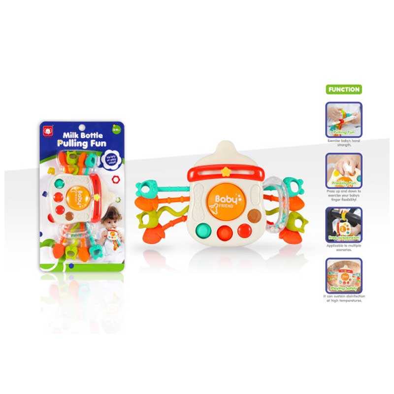 Брязкальце 20686 (120) “Пляшечка”, прорізувач, гумові елементи для перетягування, пальчикова гра, поп-іт, в коробці