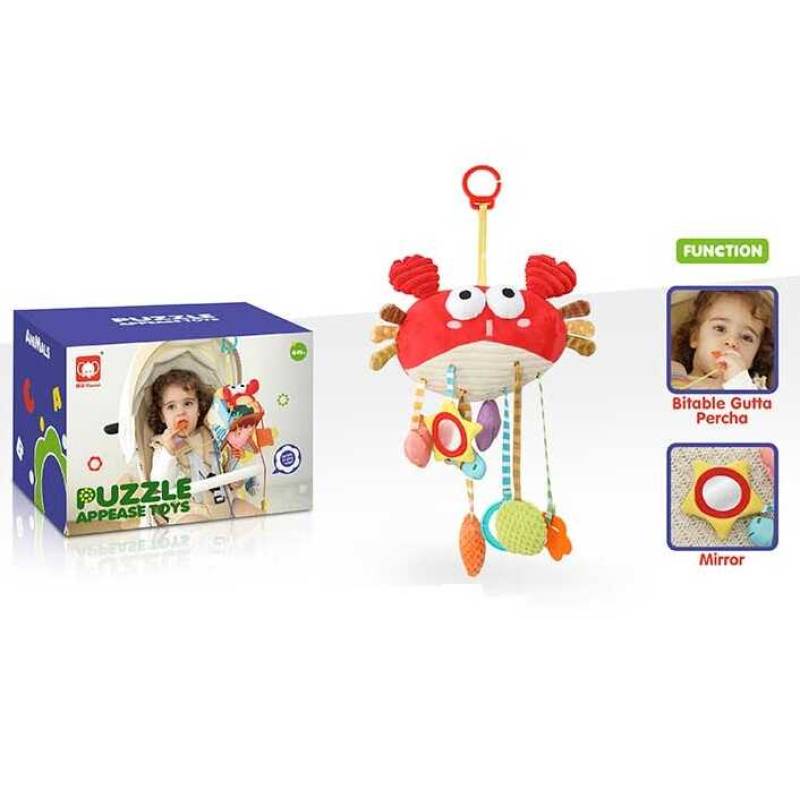 Брязкальце 20689 (36) “Краб”, мотузки для перетягування, прорізувач, шелесткі елементи, пискавка, кільце-тримач, в коробці