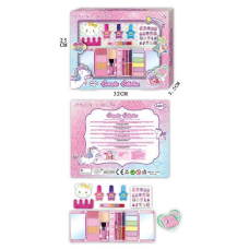 Косметика J 1019 (36/2) багаторівнева палетка, 3 лаки, аксесуари для манікюру, помадки, в коробці