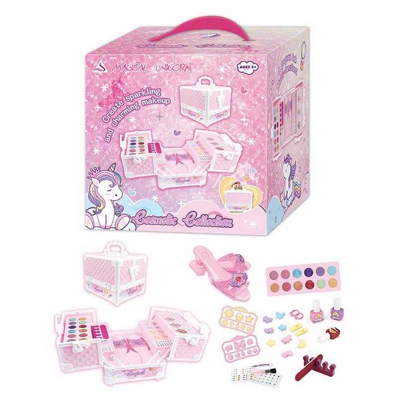 Косметика J 1131 (18/2) тіні, лаки для нігтів, блиски, наклейки, аксесуари, туфлі, кільця, в коробці