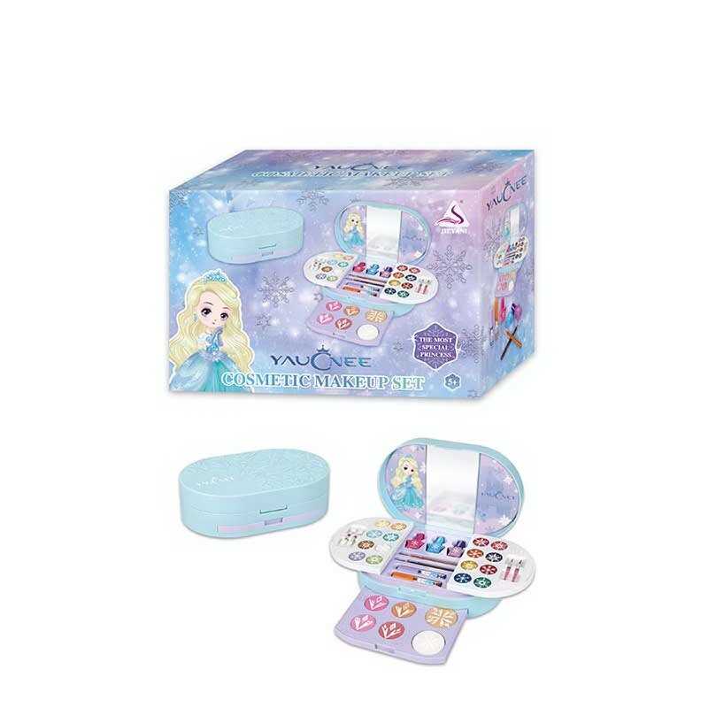 Косметика J 5002 (12/2) 8 тіней, 8 глітерів, лаки, пензлі, рум’яна, пудра, олівці, спонж,  блиски для губ, дзеркало, органайзер, в коробці