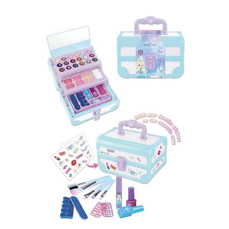 Косметика J 5014 (18) дзеркальце, тіні, глітери, лаки для нігтів, наліпки, пензлі, в боксі