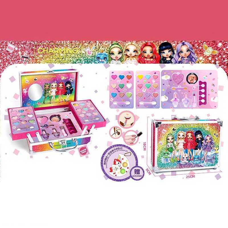 Косметика XF 1817 E (30/3) тіні для повік, румяна, помада, аплікатори, лак, хайлайтер, у боксі