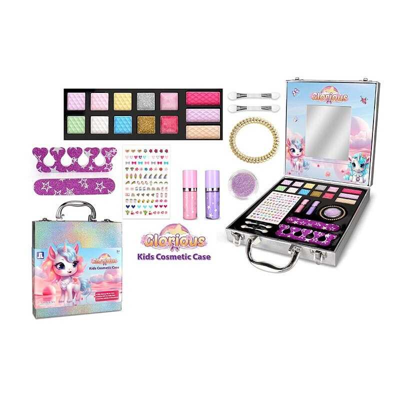 Косметика ZR 51 C (48) люстерко, резинки, розділювач для пальців, тіні, пилочка, помади, наліпки, глітер, аплікатори, у валізі