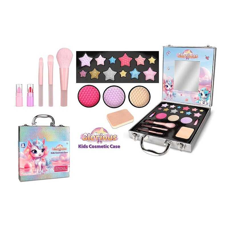 Косметика ZR 51 D (48) пензлики, рум’яна, помада, тіні, пудра, спонж, люстерко, у валізі