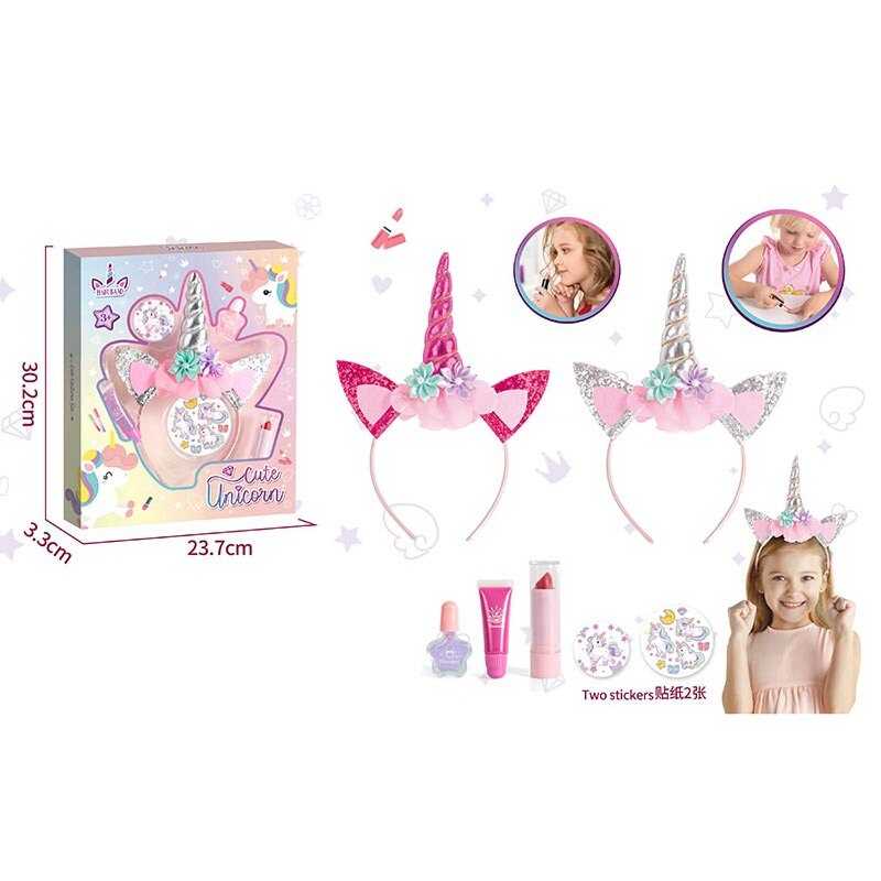 Косметика з прикрасами AA 2612 (120/2) 2 види, обруч, лак для нігтів, блиск, помада, наліпки, в коробці