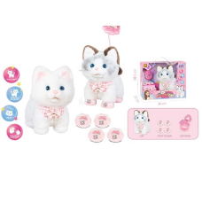 Кошеня 933-87 E (8/2) ходить, нявкає, скиглить, повідець-пульт керування, на батарейках, висота 23 см, в коробці