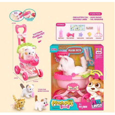 Кошеня MC 1084 (18) інтерактивна іграшка, візочок, кошеня нявчить, ходить, рухає хвостом, пискавка, аксесуари, в коробці