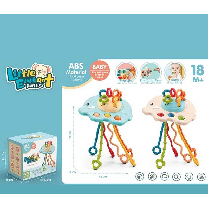 Брязкальце 2890 (120) 2 кольори, слоненя, пальчикова гра, pop it, прорізувач, в коробці