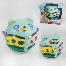 Брязкальце 35806 (24/2) “Ведмедик”, нелягайко, фактурні намистини, на батарейках, мелодії, звуки, дитячий сміх, підсвічування, в коробці