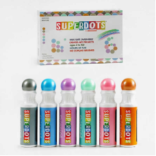 Крапкові маркери C 35510 (22) 6 кольорів, пастельні, золотий, срібний, об“єм маркера 60 мл, в коробці