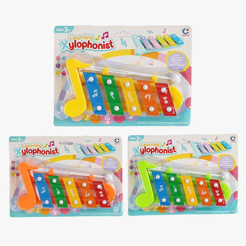Ксилофон 5022 (120/2) 3 кольори, на листі, ВИДАЄТЬСЯ ТІЛЬКИ МІКС ВИДІВ