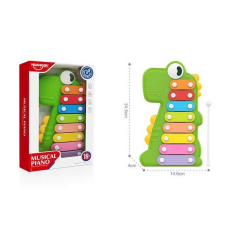 Ксилофон HE 8012 (24) “Динозаврик“, 8 металевих пластин, молоточок, в коробці