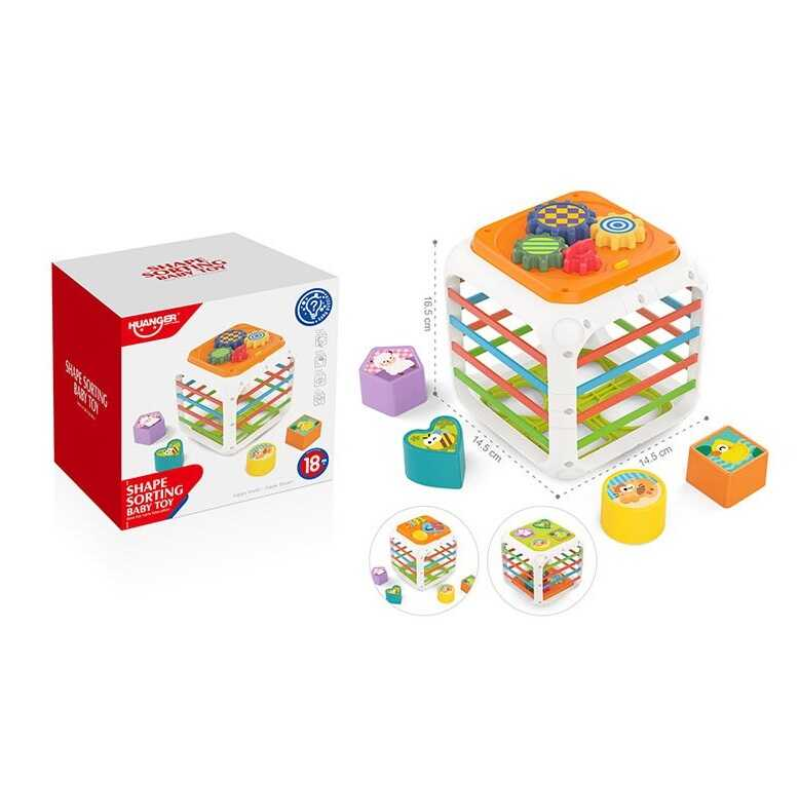 Куб логічний HE 0555 (48) рахівниця, геометричний сортер, пискавка, рухливі шестерні, еластичні шнурочки, в коробці