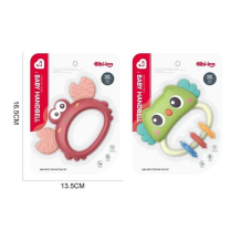 Брязкальце 6056 (252) 2 види, розмір: 10.5х7 см,  елементи, що брязкають,  матеріал брязкальця - пластик, прорізувач — гума, на листі