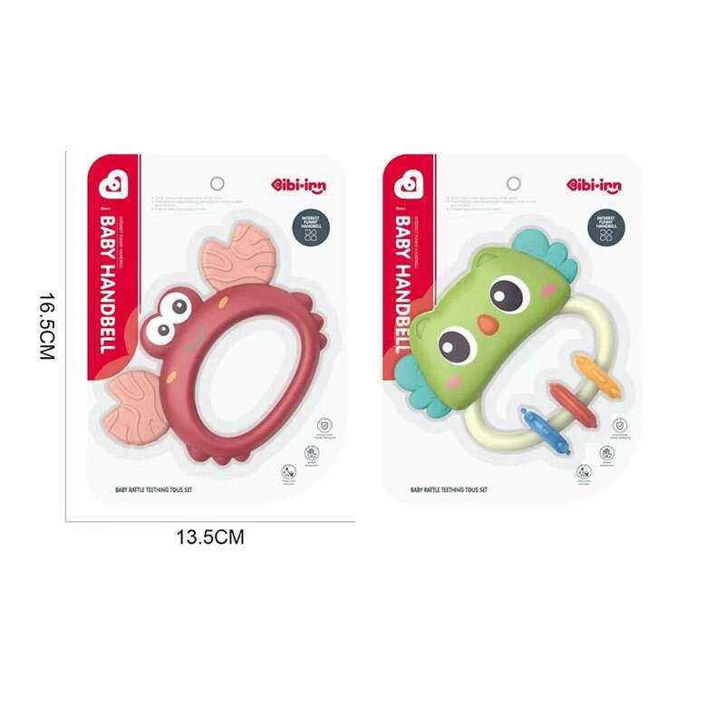 Брязкальце 6056 (252) 2 види, розмір: 10.5х7 см,  елементи, що брязкають,  матеріал брязкальця - пластик, прорізувач — гума, на листі