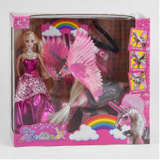 Лялька з конем 68269 (18/2) пегас, наліпки, фарба для волосся, аксесуари, в коробці