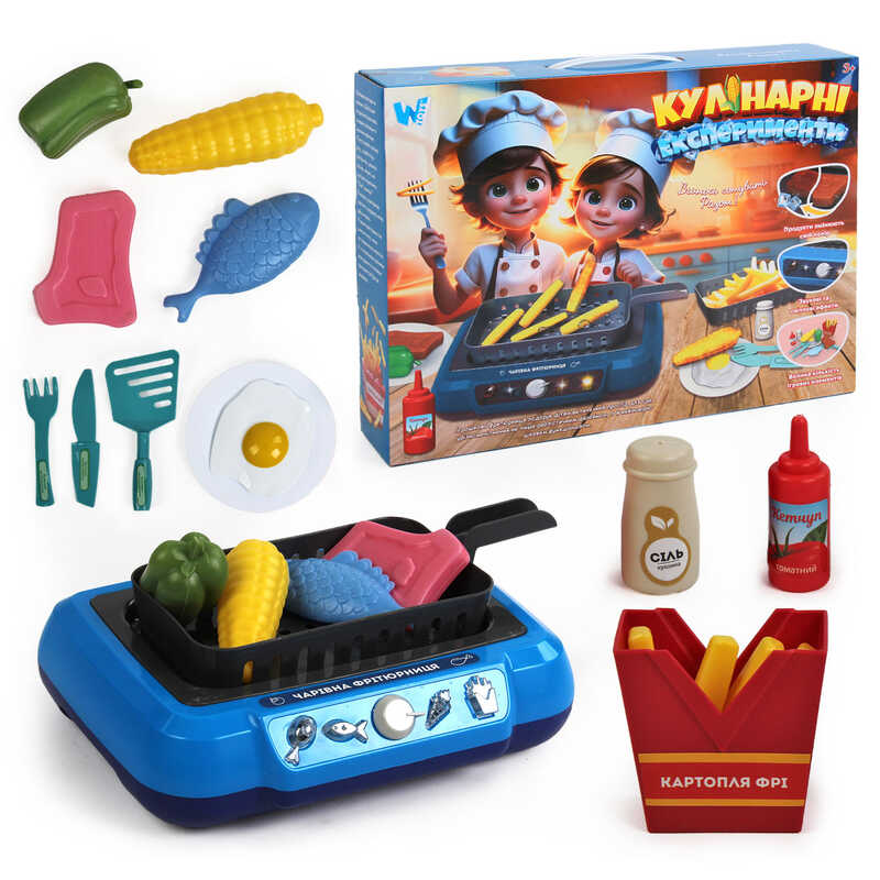 Кулінарні експерименти 41446 (18) “WToys“, підсвічування, звукові ефекти, 13 аксесуарів, продукти змінюють колір, кухонне начиння, в коробці