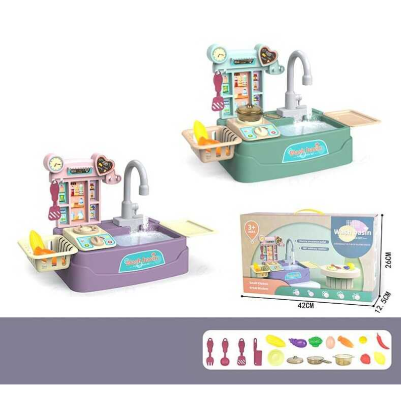 Кухня 566 (24/2) 2 види, помпа для води, посуд, овоці і фрукти, в коробці