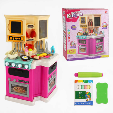 Кухня 922-165 (6) висота 80 см, 77 елементів, звуки, мелодії, підсвічування, автоматична подача води, парогенератор, дошка для крейди, в коробці