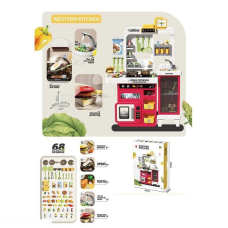 Кухня 928 B (8) 68 елементів, звук смаження та варіння, помповий механізм подачі води, парогенерація, посуд, їжа, аксесуари, підсвічування, в коробці