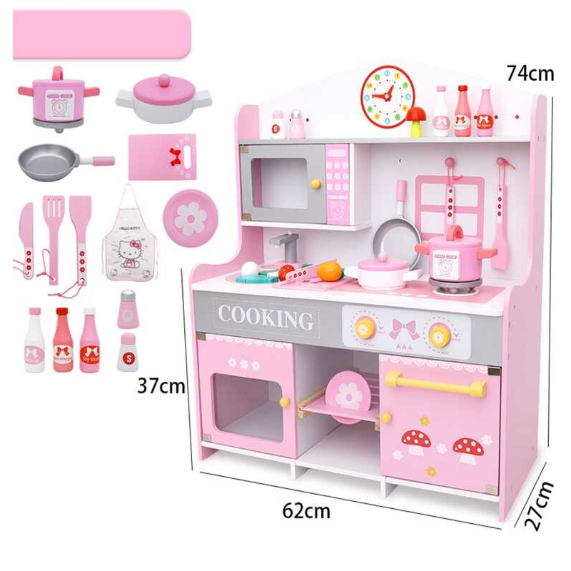 Кухня C 69828 (2) дерев“яна, 62х27х74см, духова піч, мультиварка, мийка, фартушок, набір посуду, кухонне приладдя, магнітна дошка, в коробці