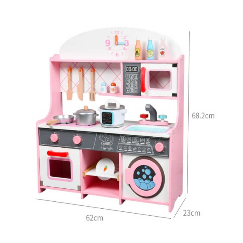 Кухня C 69829 (2) дерев“яна, 62х23х68.2см, духова піч, мультиварка, мийка, пральна машина, набір посуду, кухонне приладдя, в коробці