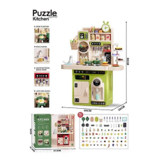 Кухня G 785 A Штрих = 01196 (4) на батарейках, звук, озвучення англійською мовою, музика, пісні, підсвітка, імітація роботи плити та витяжки, посуд, парогенератор, набір продуктів,  в коробці