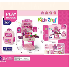 Кухня T 2157-4 (24/2) озвуч. англійською мовою, каструлі, сковорідки, продукти, столові прибори, кухонні аксесуари, на батарейках, підсвічування, звук, мелодії, в коробці