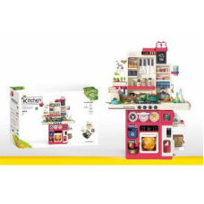 Кухня WD 824 A (4) 101 деталь, парогенератор, помпова подача води, звукові ефекти, підсвічування конфорок, пісня англ. мовою, тостер, посуд, аксесуари, наліпки, висота - 100 см, в коробці 