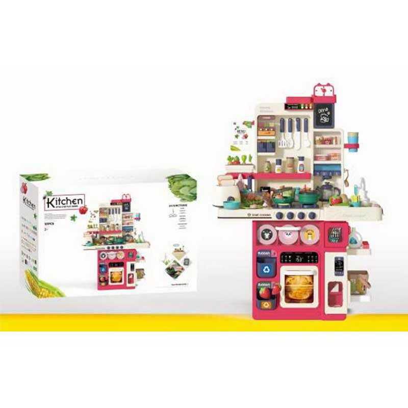 Кухня WD 824 A (4) 101 деталь, парогенератор, помпова подача води, звукові ефекти, підсвічування конфорок, пісня англ. мовою, тостер, посуд, аксесуари, наліпки, висота - 100 см, в коробці 