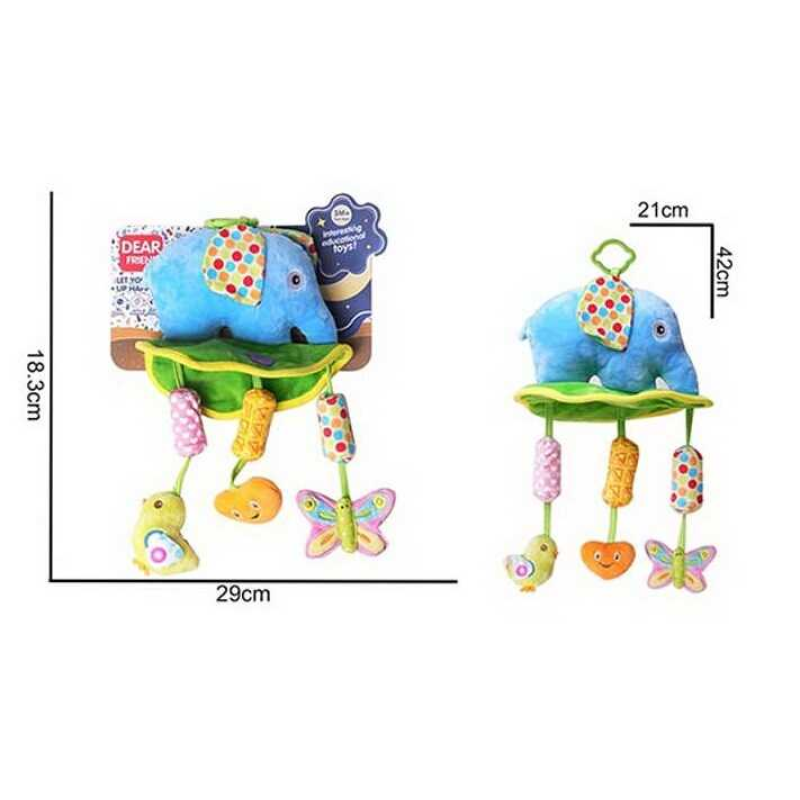 Брязкальце 688 M41 (96) “Слоник”, текстильне, кріплення для підвішування, пискавка, шелесткі елементи, мелодія вітру, в пакеті