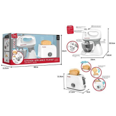 Кухонний набір F 2316 (12) тостер, блендер, муляжі їжі, рухливі елементи, в коробці