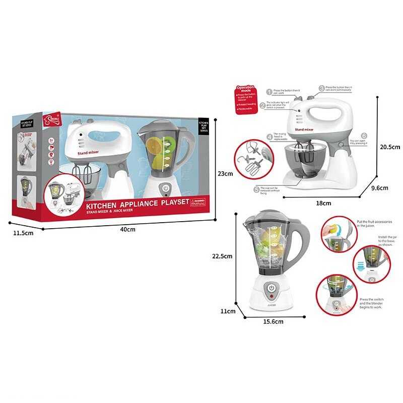 Кухонний набір F 2318 (12) блендер, міксер, підсвічування, муляжі продуктів, в коробці