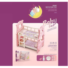 Ліжко для ляльки W 6908 B (12) двоповерхове, 50х38х55, посуд, пустушка, в коробці