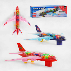 Літак KH 332-5 (120/2) 2 кольори, прозорий корпус, шестерні, світло, звук, колесо вільного ходу, на батарейках, у коробці