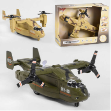 Літак WY 491 AB (30) “Військовий“, 2 кольори, інерція, 2 положення гвинтів, звуки роботи гвинтів, підсвічування носа і хвоста, в коробці